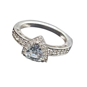 Aquamarine and Zircon Halo Ring